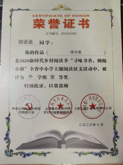 山西省征文一等奖